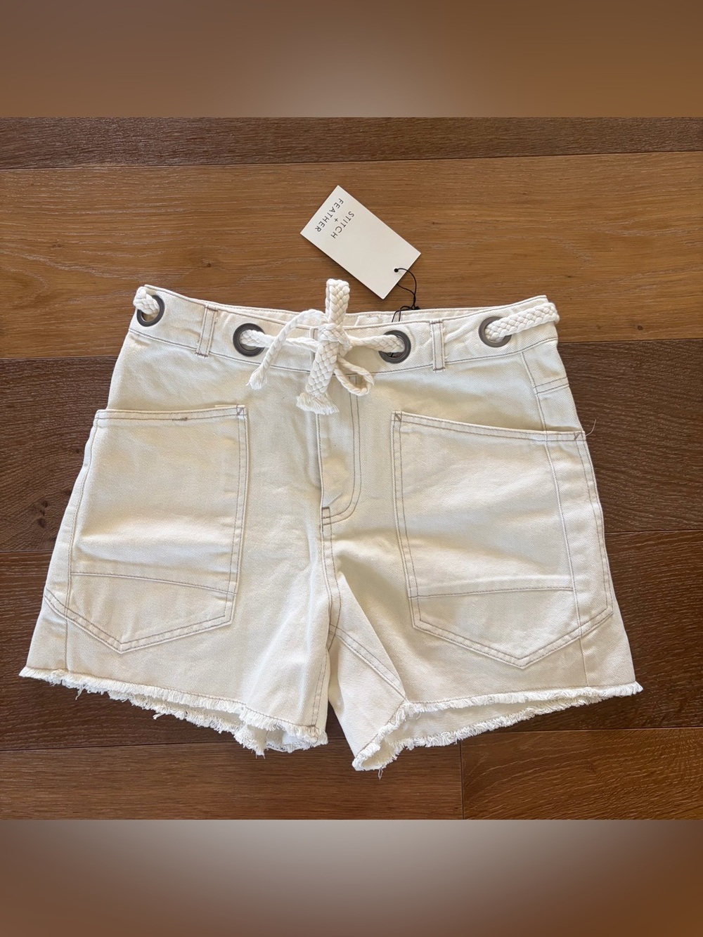 NWT Cream Braided Drawstring Shorts